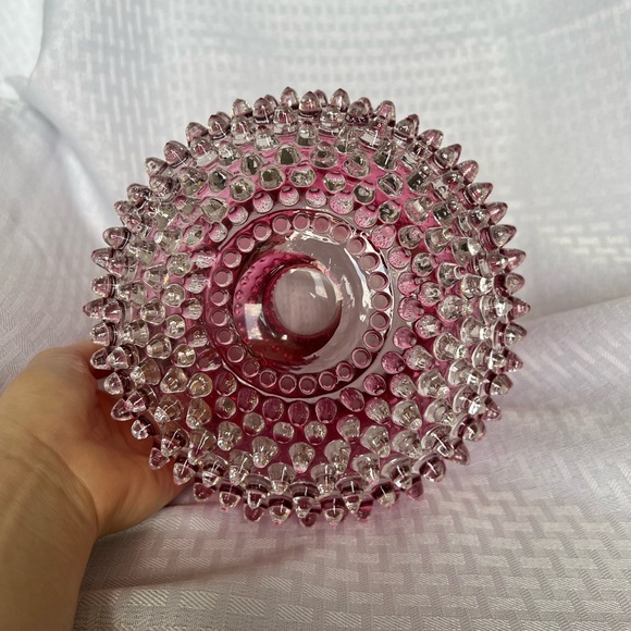 Vintage Cranberry Hobnail Large Pitcher & Dew Drop Glass Bowl | 1950s - Picture 8 of 16